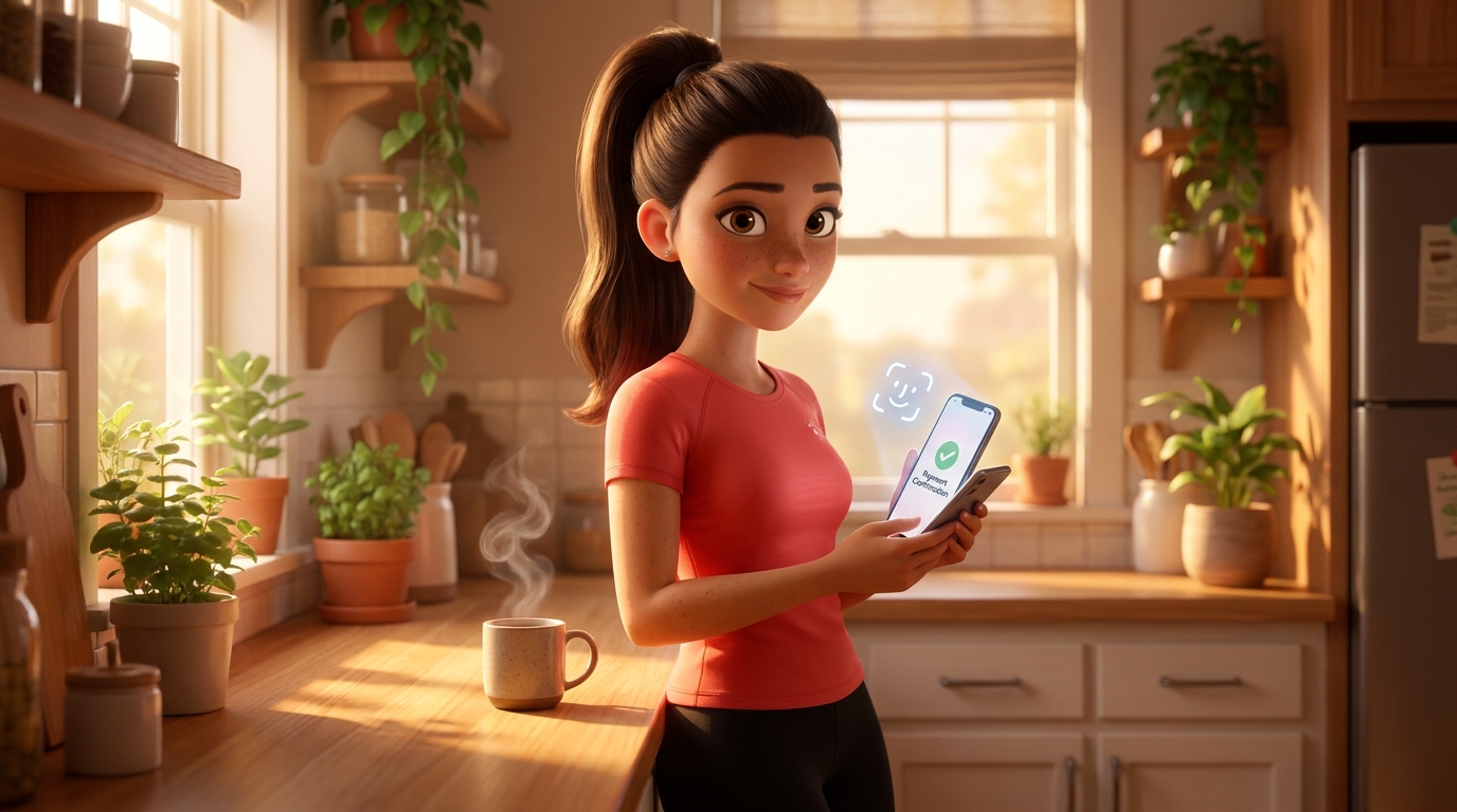 Sarah pays with Apple Pay
